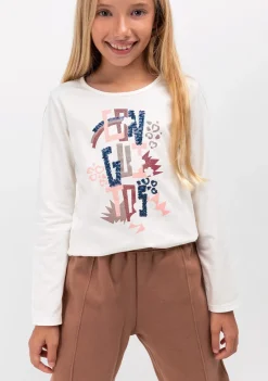 Flash Sale Camiseta De Niña Blanco Camisetas|Camisetas Manga Larga