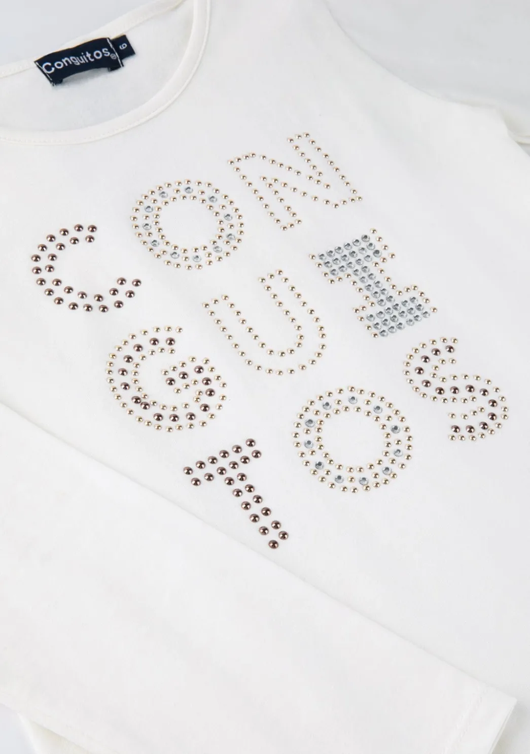 Online Camiseta De Niña Strass Blanco Camisetas|Camisetas Manga Larga