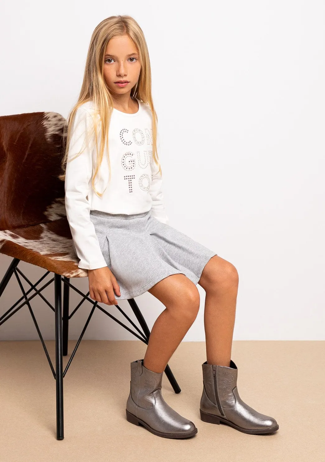 Online Camiseta De Niña Strass Blanco Camisetas|Camisetas Manga Larga