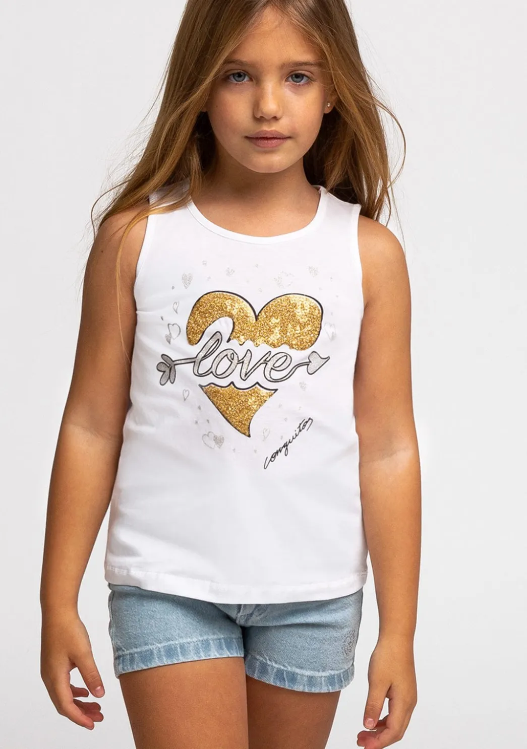 Hot Camiseta De Niña Corazón Oro Camisetas
