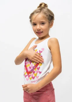 Online Camiseta De Niña Corazones Blanca Camisetas