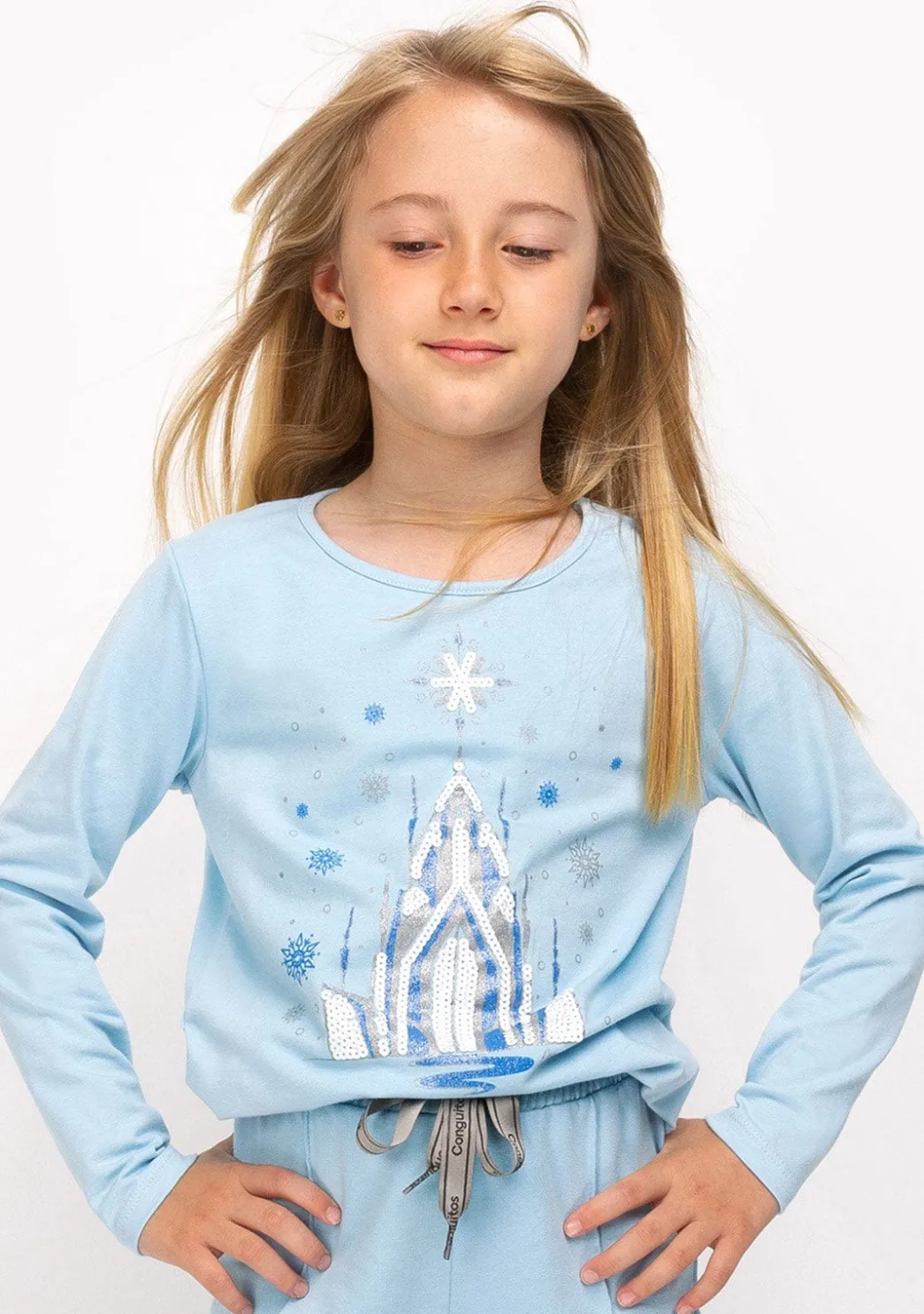 Fashion Camiseta De Niña Fantasía Azul Camisetas|Camisetas Manga Larga