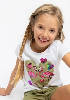 Fashion Camiseta De Niña Flamenco Lentejuelas Camisetas