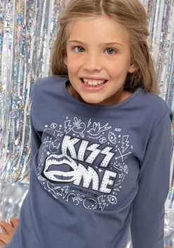 Best Sale Camiseta De Niña Kiss Gris Antracita Camisetas|Camisetas Manga Larga
