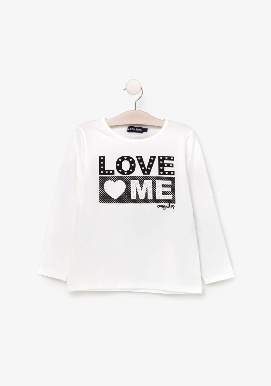 Store Camiseta De Niña Love Me Blanco Con Luz Camisetas|Camisetas Manga Larga