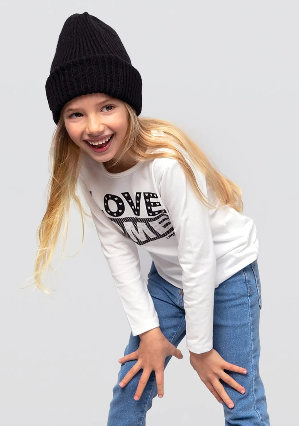 Store Camiseta De Niña Love Me Blanco Con Luz Camisetas|Camisetas Manga Larga