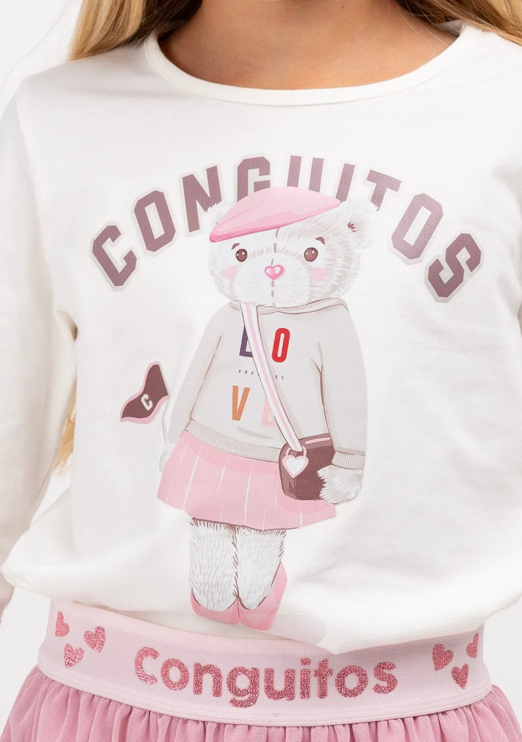 Clearance Camiseta De Niña Osito University Blanco Camisetas|Camisetas Manga Larga
