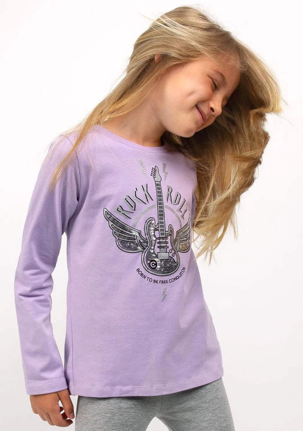 Cheap Camiseta De Niña Rock Malva Camisetas|Camisetas Manga Larga