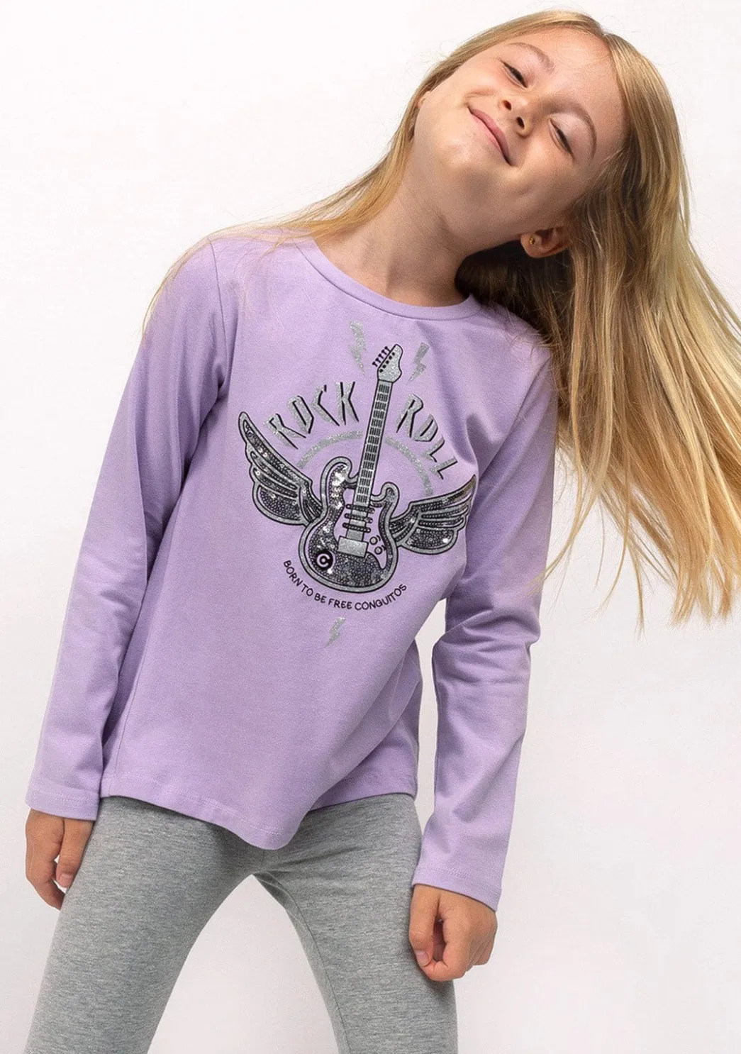Cheap Camiseta De Niña Rock Malva Camisetas|Camisetas Manga Larga