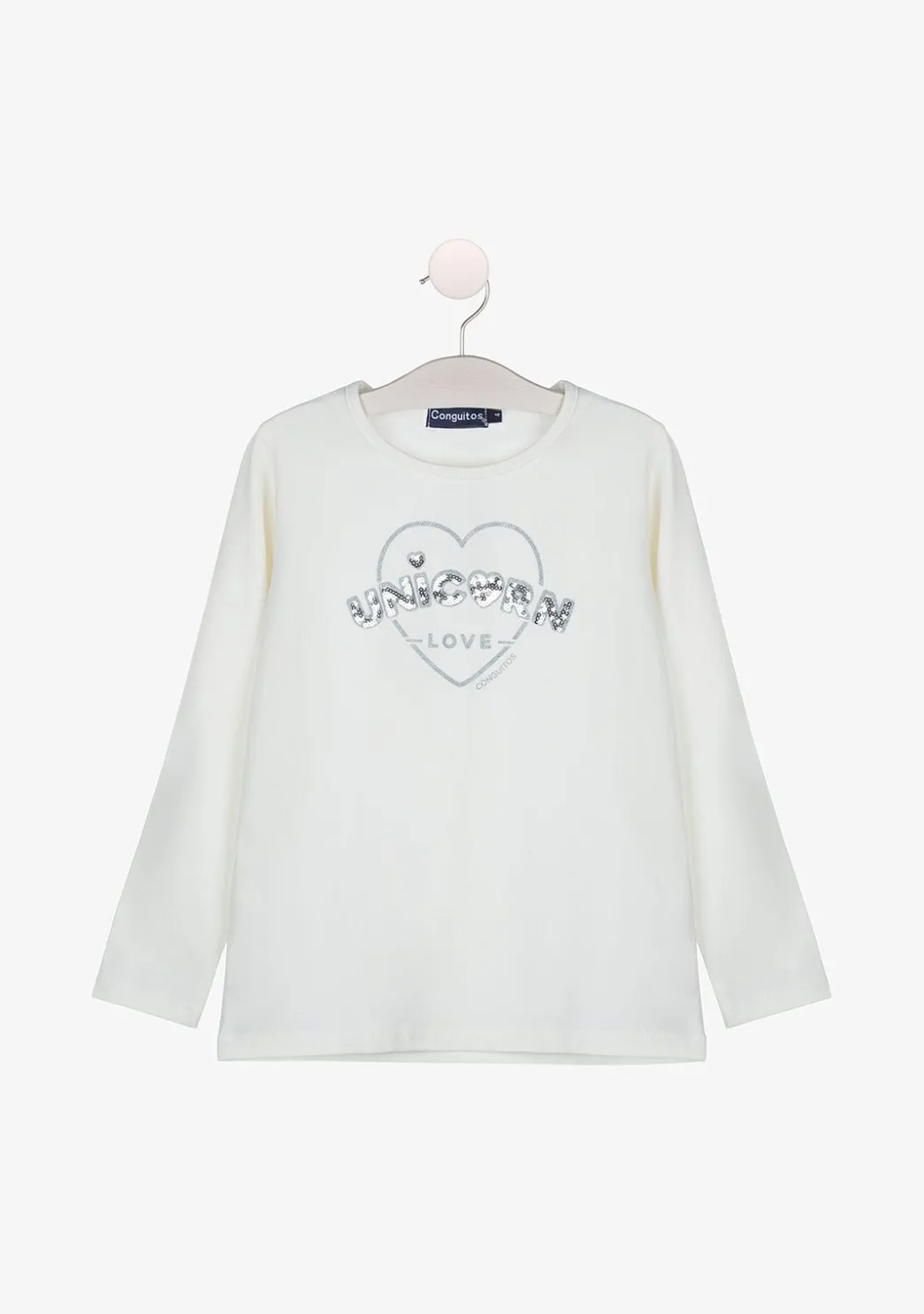 New Camiseta De Niña Unicorn Love Blanca Camisetas|Camisetas Manga Larga