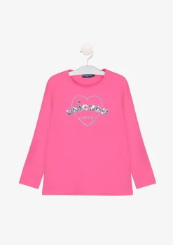 Best Camiseta De Niña Unicorn Love Fucsia Camisetas|Camisetas Manga Larga