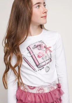 Clearance Camiseta Niña Blanca Diario Camisetas|Camisetas Manga Larga