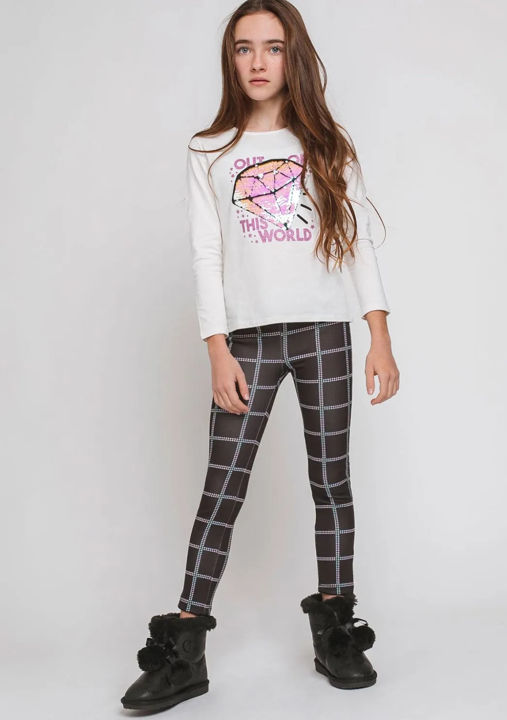 Online Camiseta Niña Diamante Lentejuelas Reversibles Camisetas|Camisetas Manga Larga