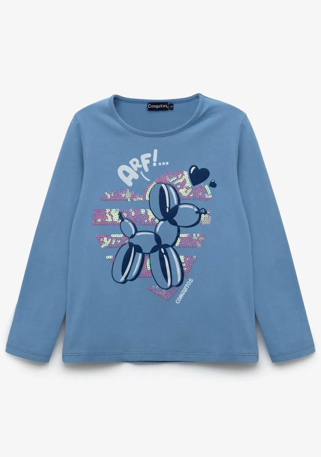 Outlet Camiseta Niña Dog Balloon Azul Camisetas|Camisetas Manga Larga
