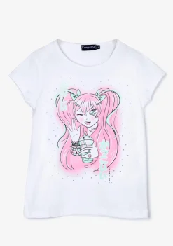 Outlet Camiseta Niña Estampado Manga Blanca Camisetas