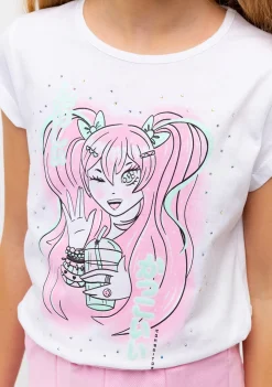 Outlet Camiseta Niña Estampado Manga Blanca Camisetas