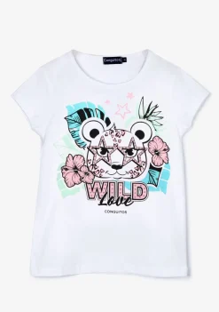 Store Camiseta Niña Leopardo Glitter Blanco Camisetas