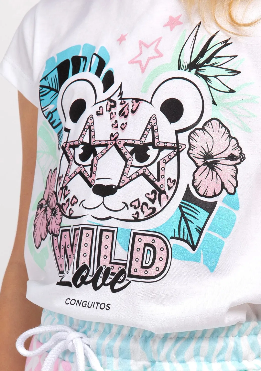 Store Camiseta Niña Leopardo Glitter Blanco Camisetas
