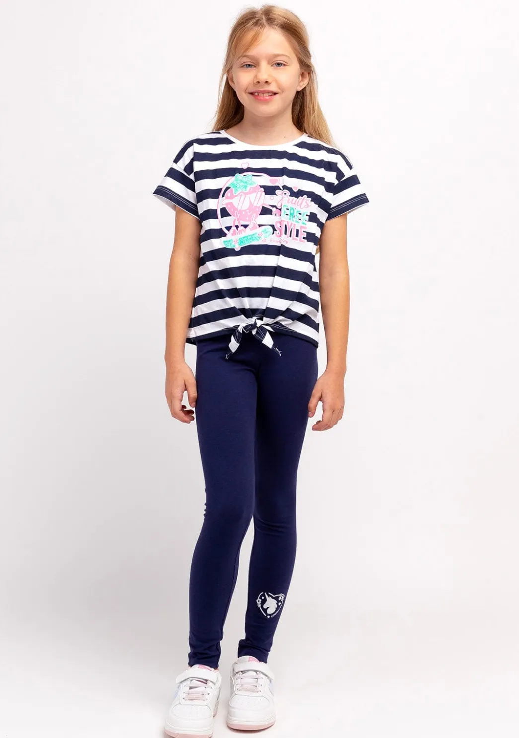 Flash Sale Camiseta Niña Rayas Estampado Fresas Anudada Camisetas