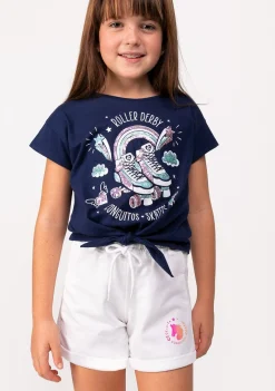 Fashion Camiseta Nudo De Niña Roller Marino Camisetas