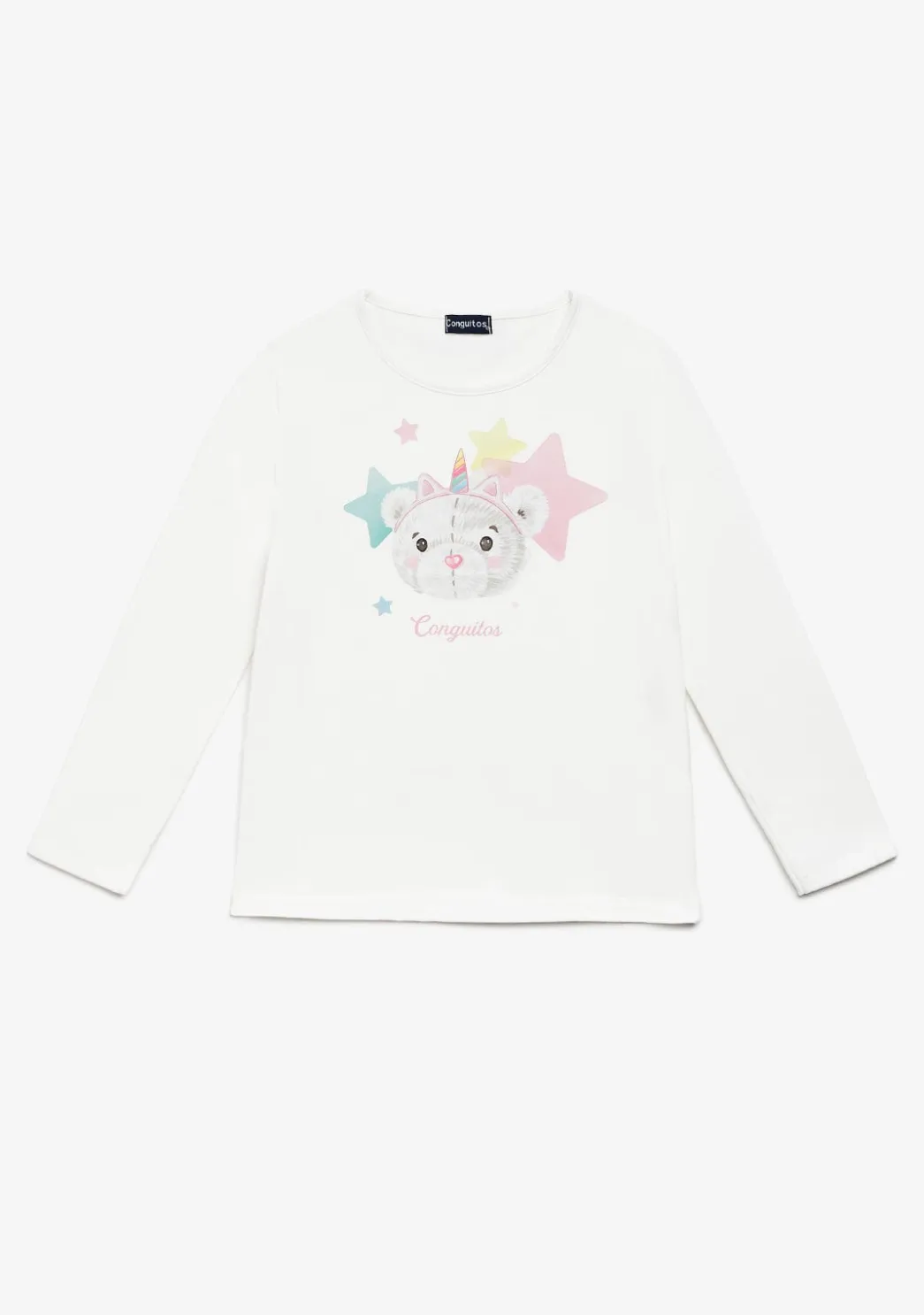 Store Camiseta Osita Estrellas Blanco Camisetas|Camisetas Manga Larga