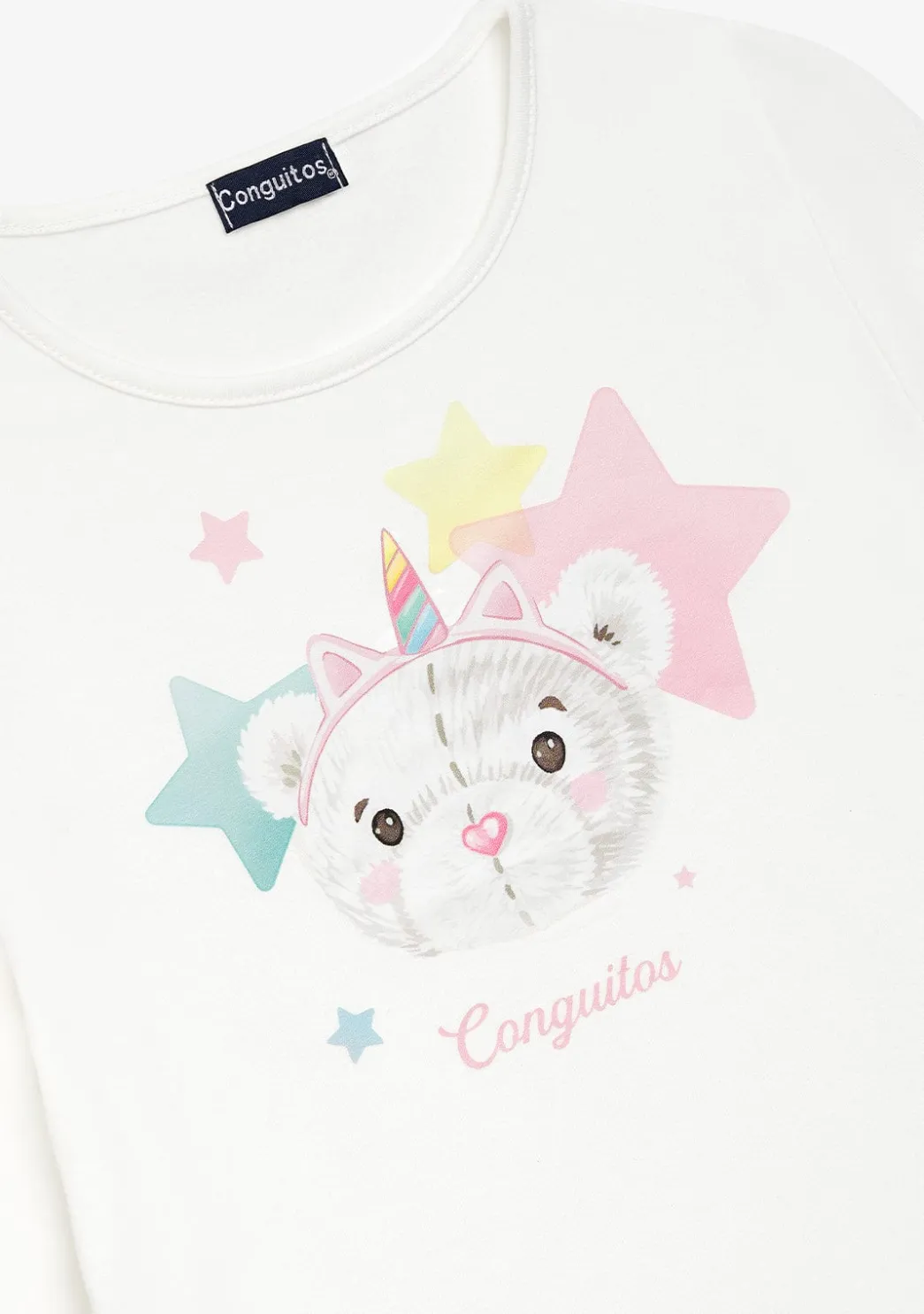 Store Camiseta Osita Estrellas Blanco Camisetas|Camisetas Manga Larga