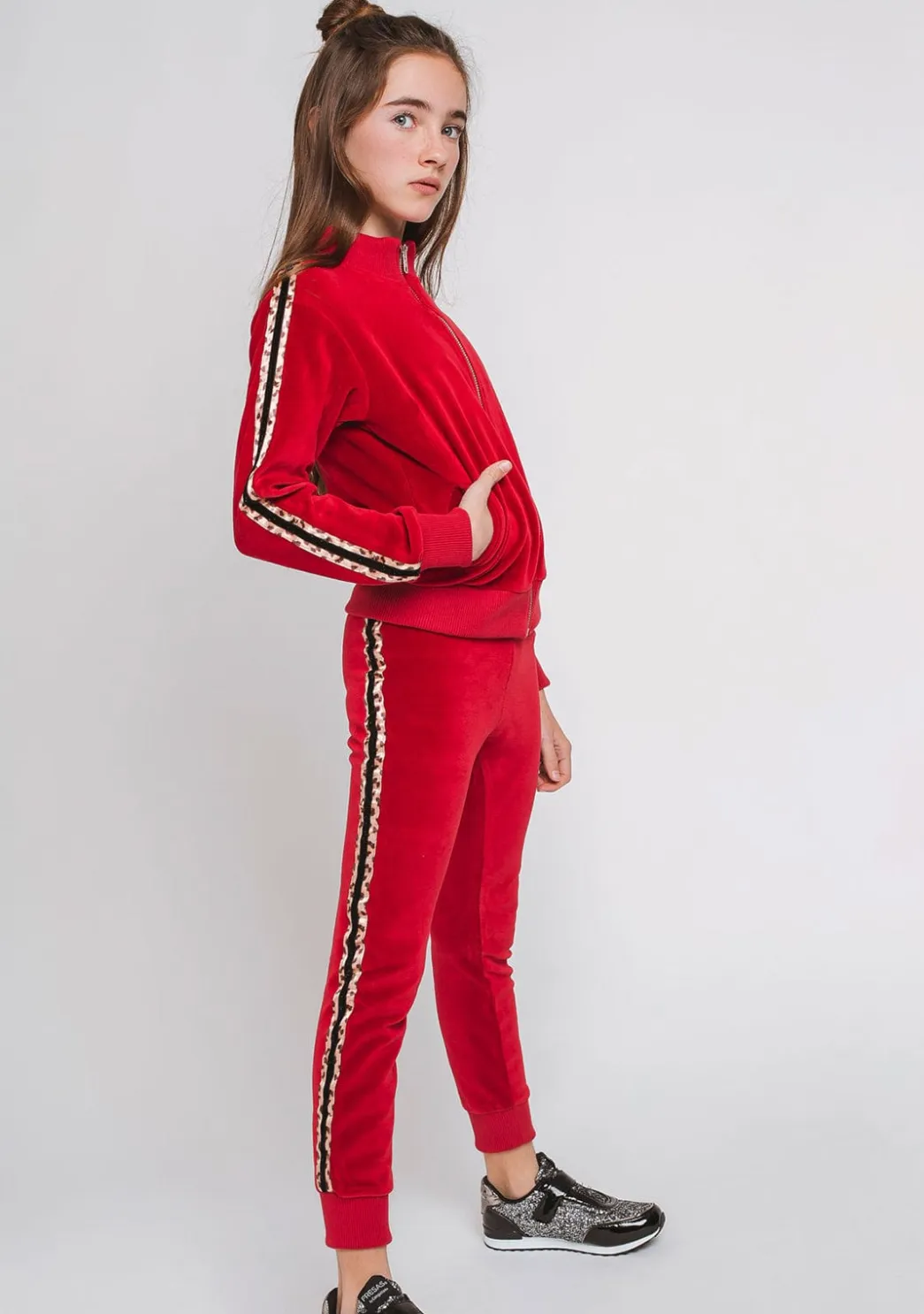 Store Chaqueta De Chandal Terciopelo Roja Chaquetas|Sudaderas
