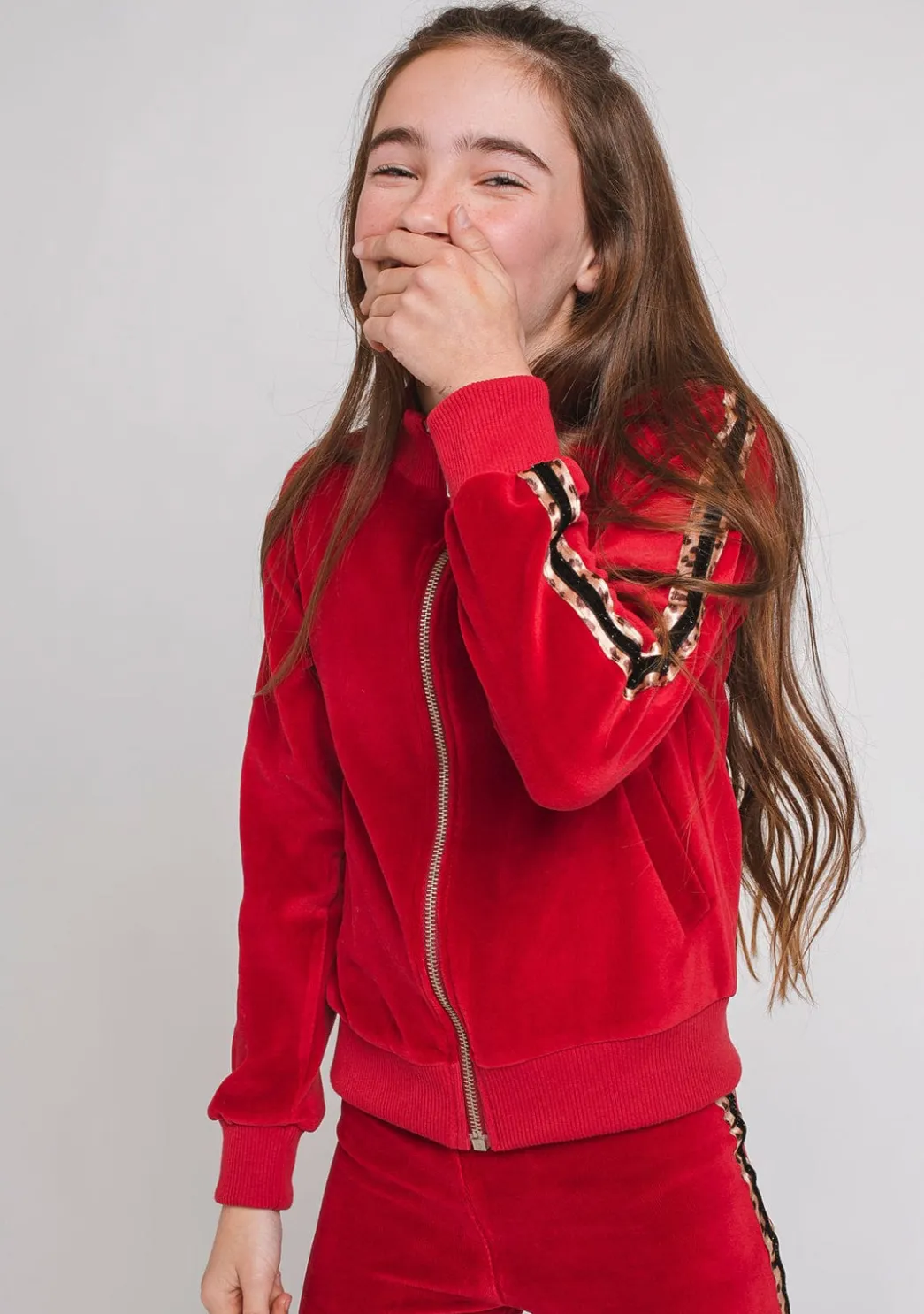 Store Chaqueta De Chandal Terciopelo Roja Chaquetas|Sudaderas