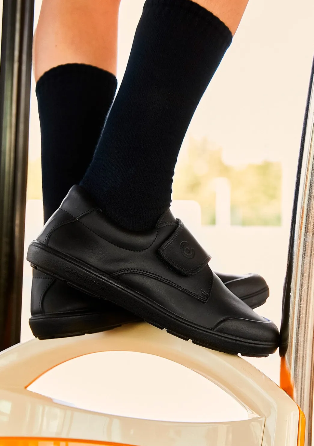 Best Sale Colegiales Negro Piel Lavable De Niño Colegiales