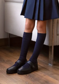 Cheap Colegiales Niña Marino Piel Lavable Dentado Colegiales