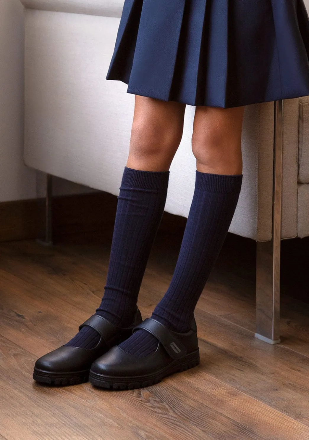Cheap Colegiales Niña Marino Piel Lavable Dentado Colegiales