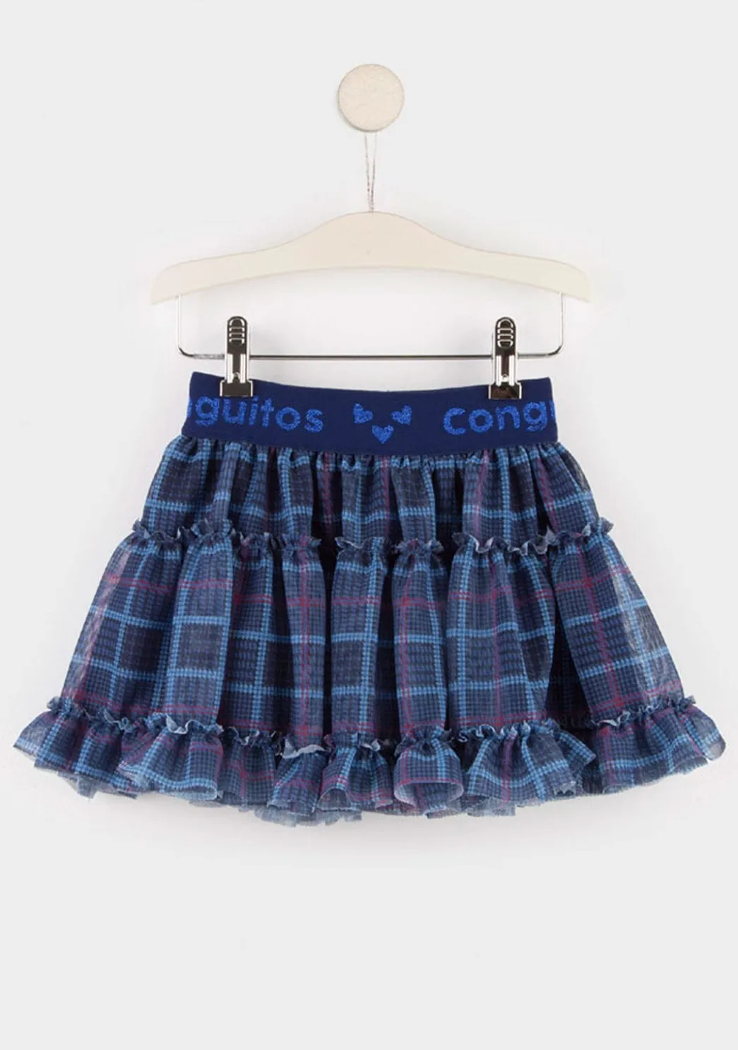 Fashion Falda De Niña Tul Cuadros Marino Faldas