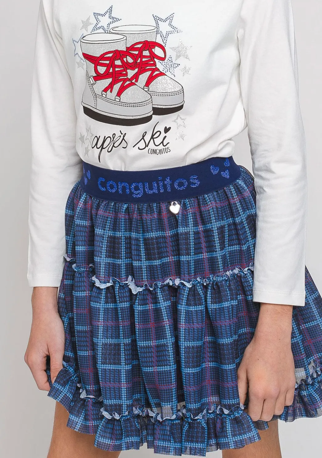 Fashion Falda De Niña Tul Cuadros Marino Faldas