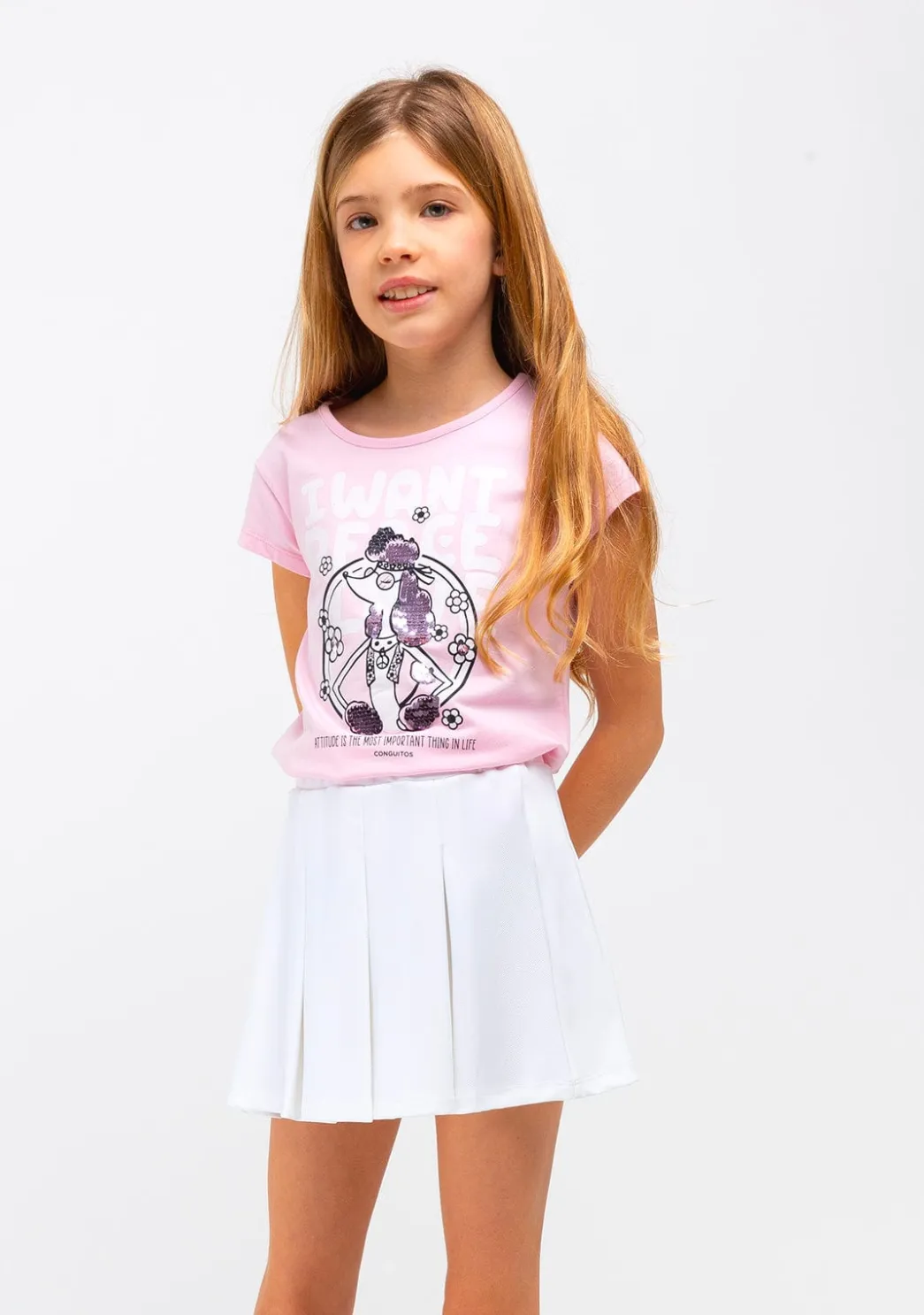 Online Falda Niña Plisada Blanco Faldas