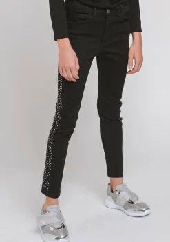 Clearance Jeans De Niña Lateral Strass Negro Pantalones Y Leggins