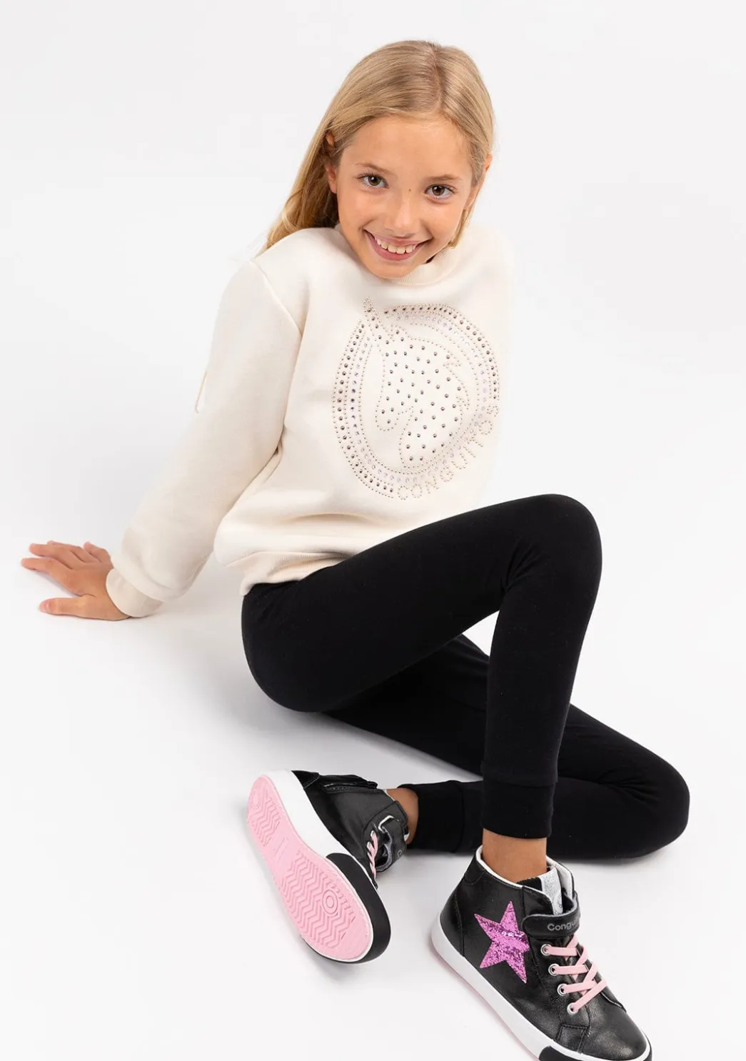 Sale Joggers De Niña Jersey Negro Pantalones Y Leggins