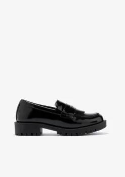 Cheap Mocasines De Niña Tiras Negro B&W Zapatos|Colegiales