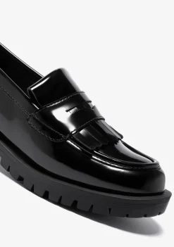 Cheap Mocasines De Niña Tiras Negro B&W Zapatos|Colegiales