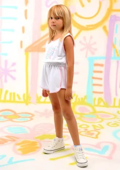 Hot Mono Liso Felpa Ribete Blanco Niña Vestidos De Verano|Vestidos