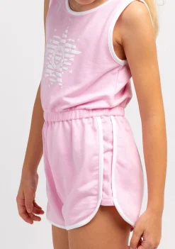 Online Mono Liso Felpa Ribete Rosa Niña Vestidos De Verano|Vestidos