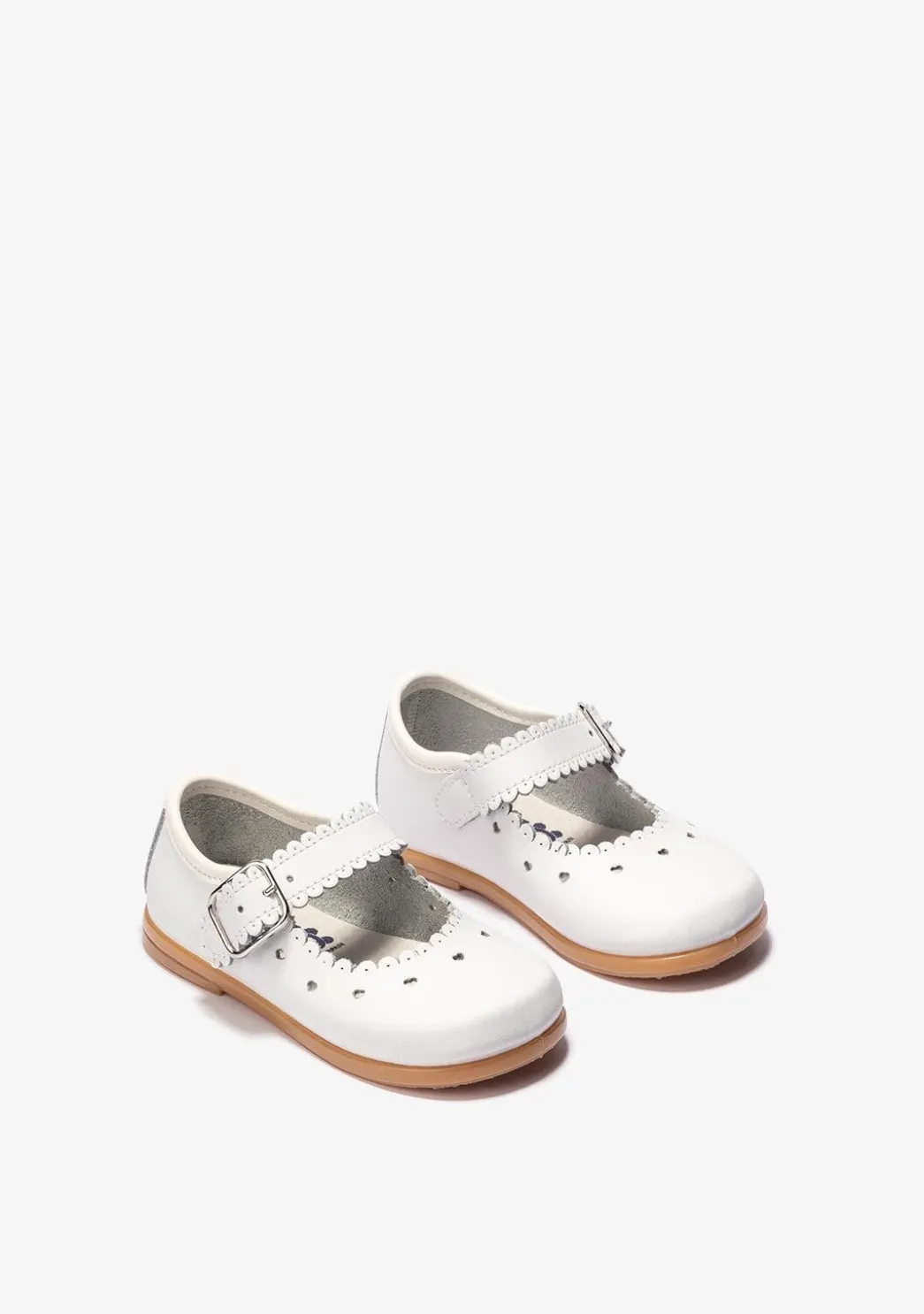 Outlet Pepitos De Bebé Hebilla Ondas Napa Blanco Bailarinas|Zapatos De Ceremonia