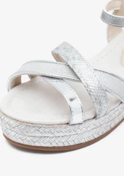 Sale Sandalias Cuña De Niña Glitter Plata Sandalias|Alpargatas