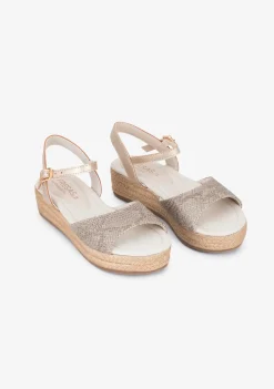 Sale Sandalias Cuña De Niña Serpiente Plata Sandalias|Alpargatas