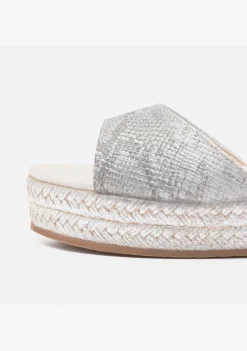 Clearance Sandalias Cuña De Niña Serpiente Plata Sandalias|Alpargatas