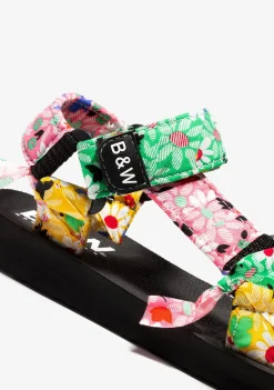 New Sandalias De Niña Flores Multicolor B&W Sandalias|Sandalias