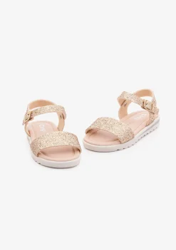 New Sandalias De Niña Glitter Platino Sandalias