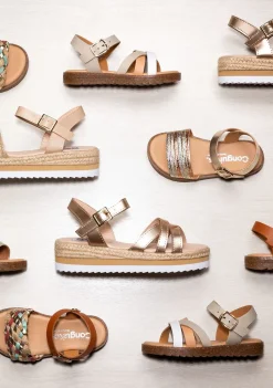 Shop Sandalias De Niña Metalizado Piel Multicolor Sandalias