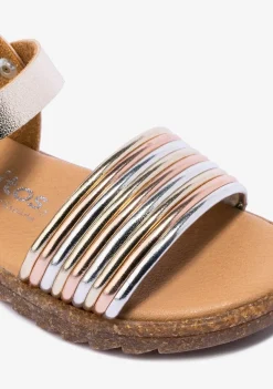 Clearance Sandalias De Niña Metalizado Platino Multicolor Sandalias