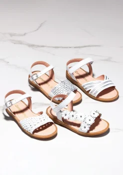 Online Sandalias De Niña Piel Trenzada Blanco Sandalias|Zapatos De Ceremonia