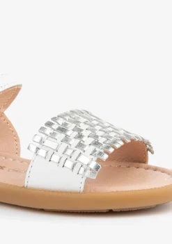 Flash Sale Sandalias De Niña Piel Trenzada Blanco/Plata Sandalias|Zapatos De Ceremonia